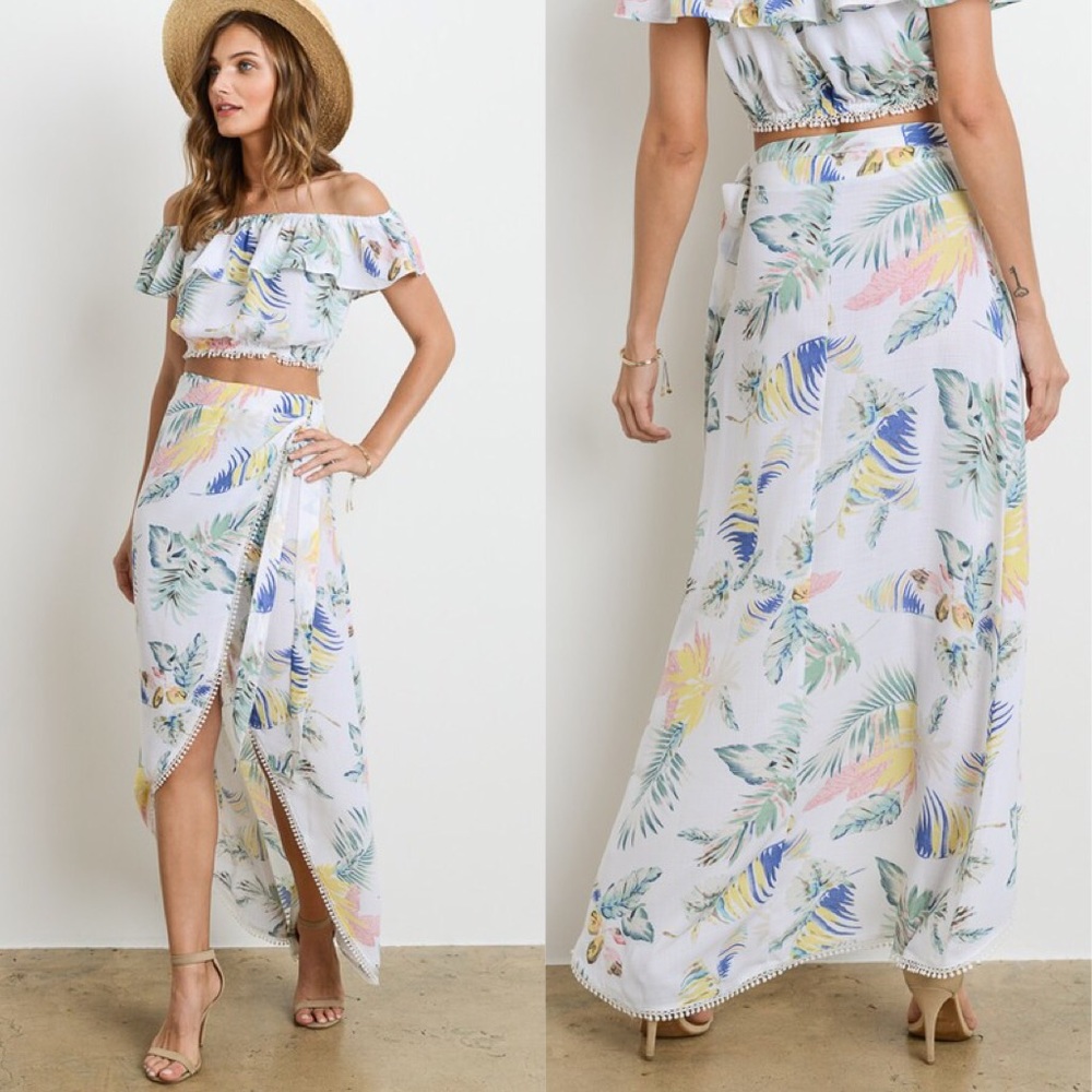 Floral Crop Top + Maxi Skirt Set